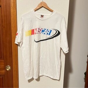 Nascar White and Multicolor Logo Men's Tee
